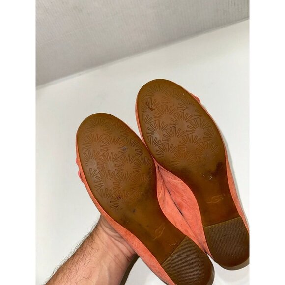 UGG Thea Poppy 'Vibrant Coral' Suede Slip On Flats Loafers Shoes Size 6.5 - Picture 9 of 11